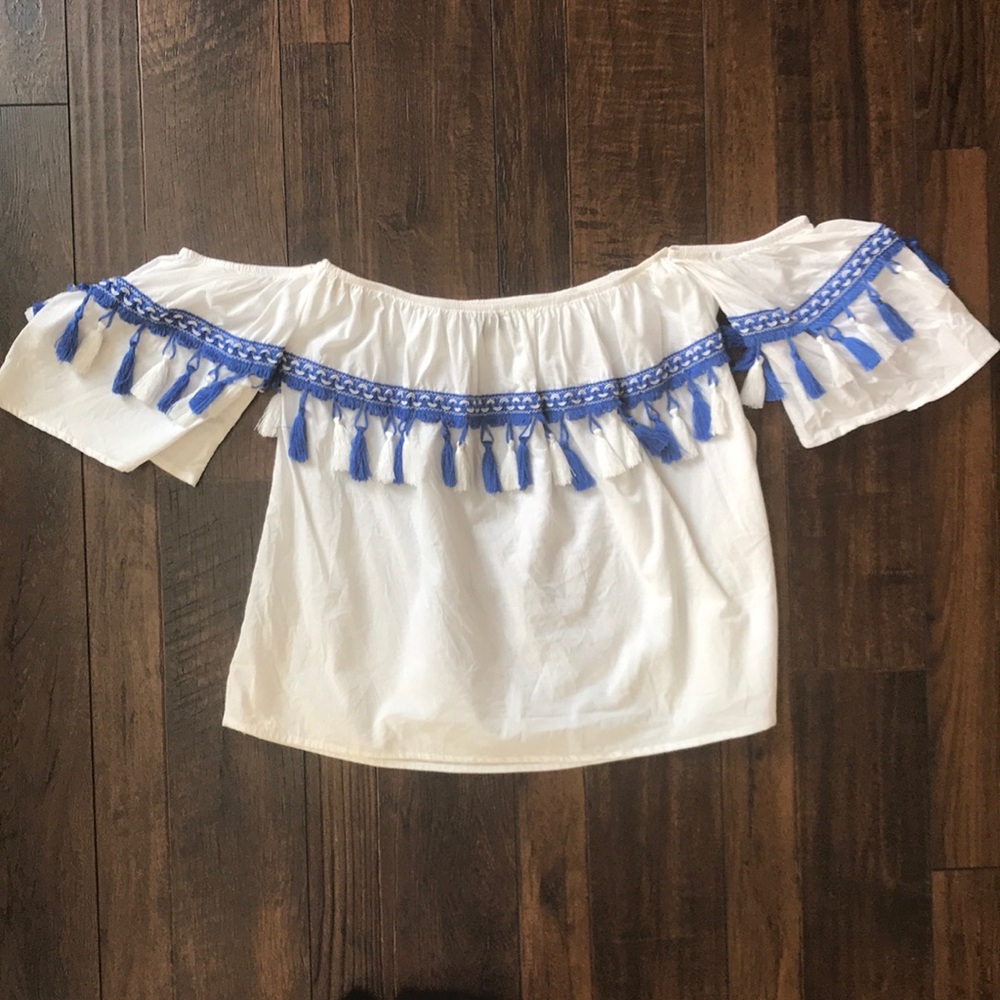 Off The Shoulder Tassel Top